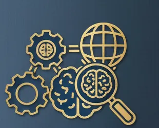 Engranajes y análisis global en consultoría empresarial estratégica para optimizar la inteligencia de negocios. 